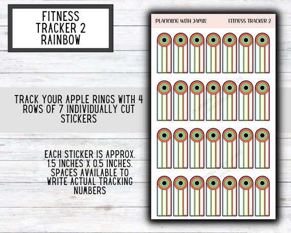 FITNESS RING STICKERS, Apple Ring Stickers, Apple Ring Tracker, Fitness Tracker Stickers, Planner Stickers, Mom Planning Stickers