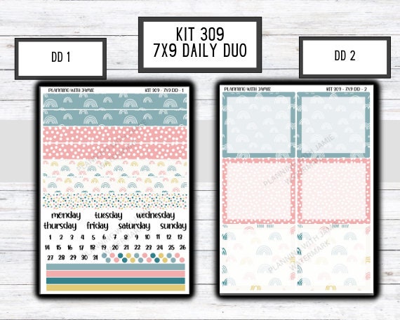 Kit 309 Erin Condren Daily Duo || Weekly Sticker Kit || Daily Duo Stickers || Boho Rainbow || SPRING STICKERS
