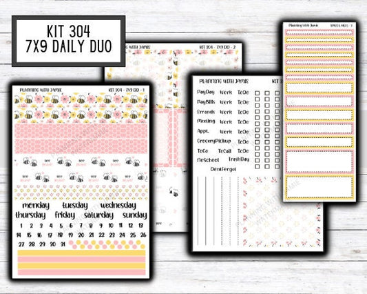 Kit 304 Erin Condren Daily Duo || Weekly Sticker Kit || Daily Duo Stickers || Bee Stickers || VALENTINES STICKERS