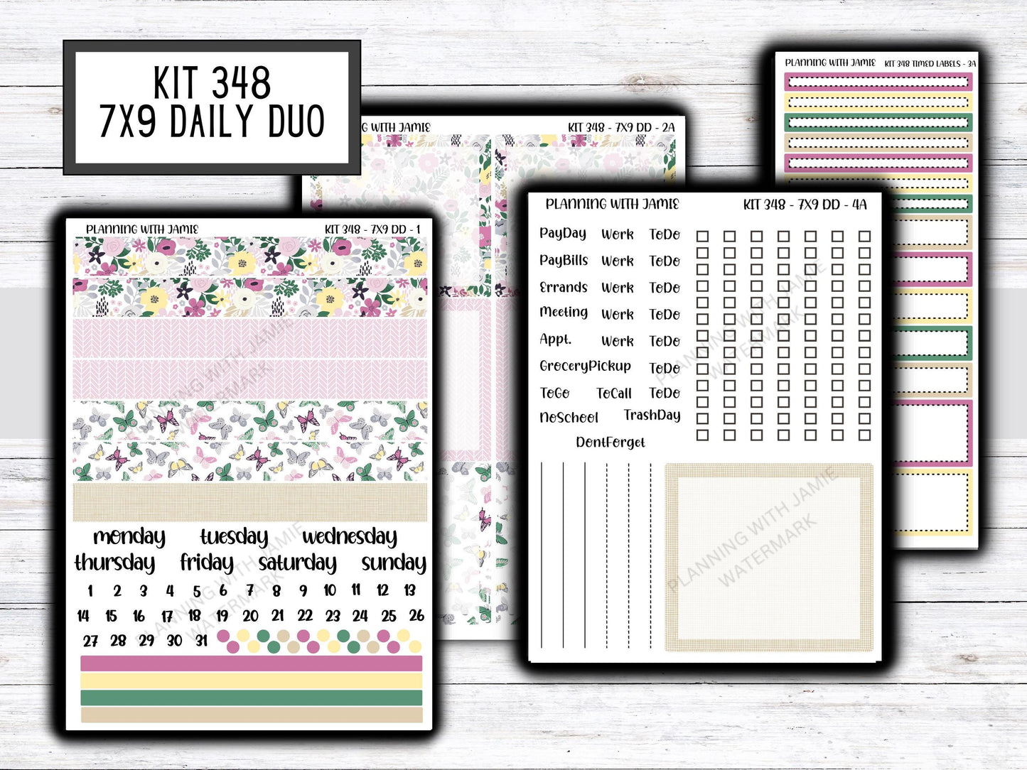 Kit 348 Erin Condren Daily Duo Sticker Kit || Daily Duo Stickers || Erin Condren Stickers || FLOWER STICKERS