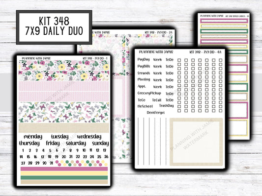 Kit 348 Erin Condren Daily Duo Sticker Kit || Daily Duo Stickers || Erin Condren Stickers || FLOWER STICKERS