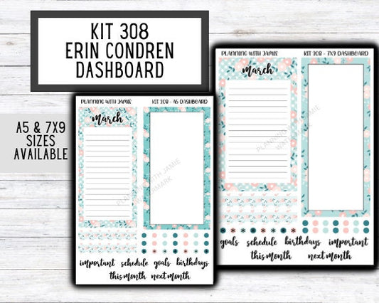 KIT 308 Erin Condren Dashboard Sticker Kit || Dashboard Monthly Sticker || Erin Condren Dashboard Sticker || SUMMER Stickers || SPRING STICKERS