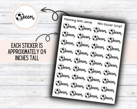 Soccer Sticker, Soccer ball, Soccer Script Stickers, Soccer Icon Stickers, Soccer Stickers for Planner
