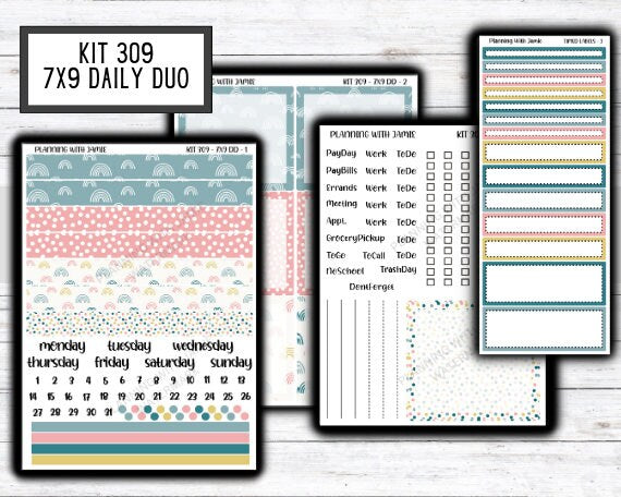 Kit 309 Erin Condren Daily Duo || Weekly Sticker Kit || Daily Duo Stickers || Boho Rainbow || SPRING STICKERS