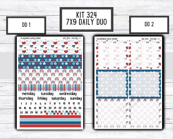 Kit 324 Erin Condren Daily Duo || Weekly Sticker Kit || Daily Duo Stickers || SUMMER STICKERS