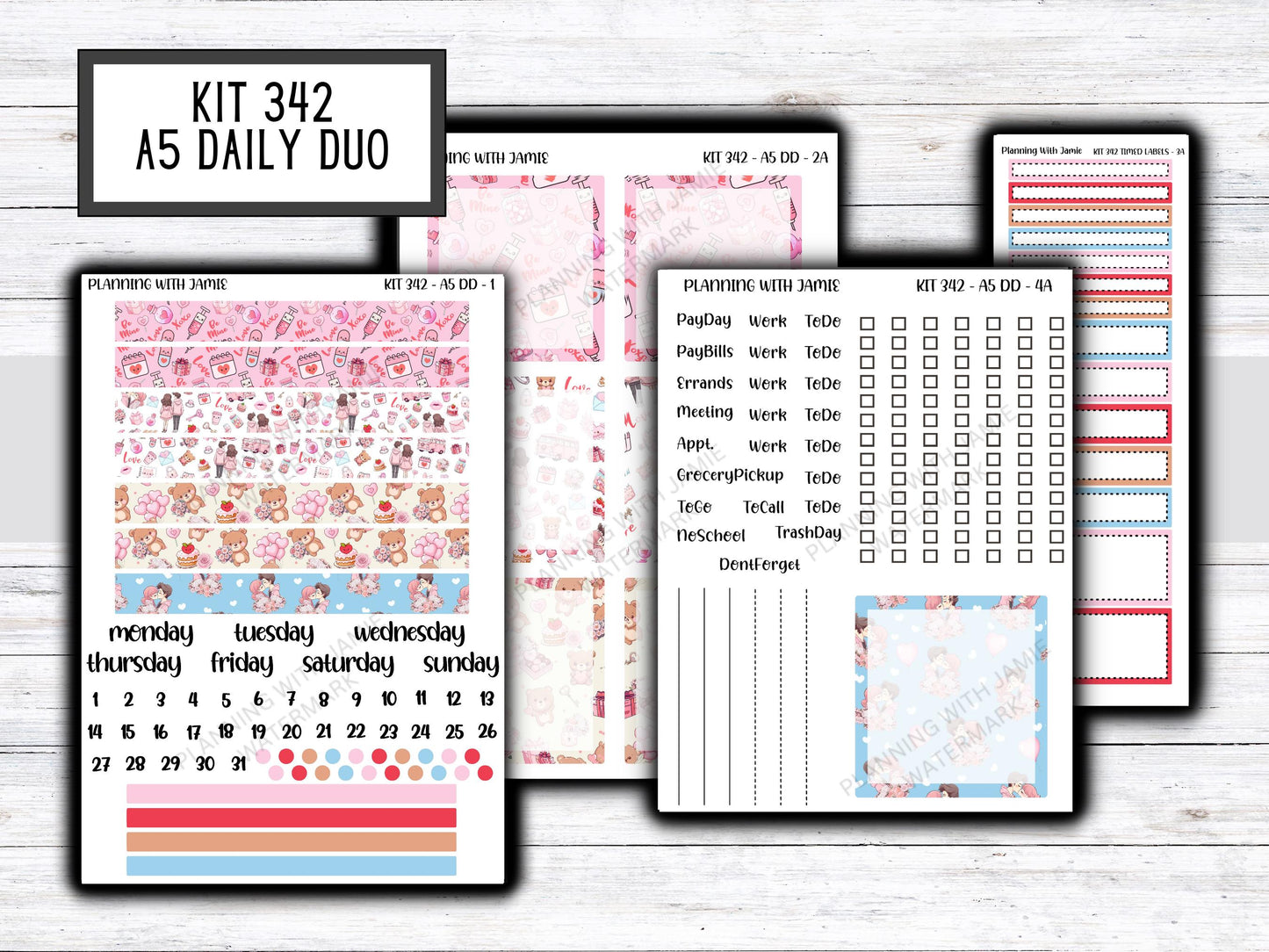 Kit 342 Erin Condren Daily Duo || Weekly Sticker Kit || Daily Duo Stickers || Erin Condren Stickers || VALENTINES STICKERS