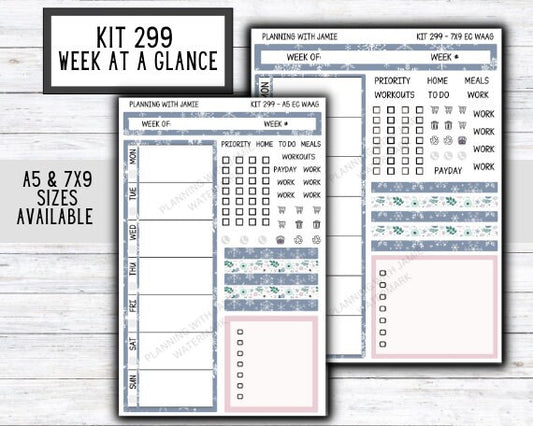 Kit 299 Week At A Glance Sticker || Week At A Glance Planner Sticker Kit || Weekly Overview Stickers || Daily Duo Stickers || WINTER STICKERS