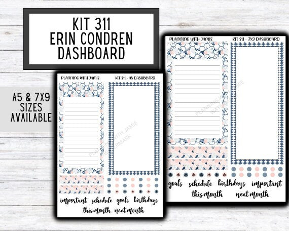 KIT 311 Erin Condren Dashboard Sticker Kit || Dashboard Monthly Sticker || Erin Condren Dashboard Sticker || SUMMER Stickers || SPRING STICKERS