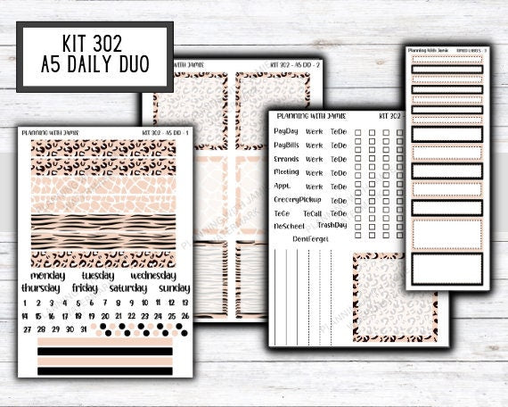 Kit 302 Erin Condren Daily Duo || Weekly Sticker Kit || Daily Duo Stickers || ANIMAL STICKERS
