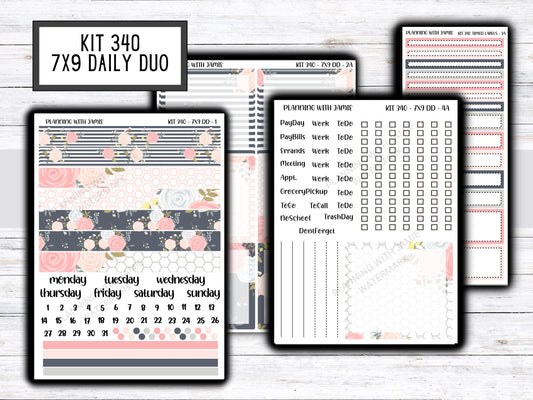 Kit 340 Erin Condren Daily Duo || Weekly Sticker Kit || Daily Duo Stickers || Erin Condren Stickers || Pretty STICKERS || Flower Stickers