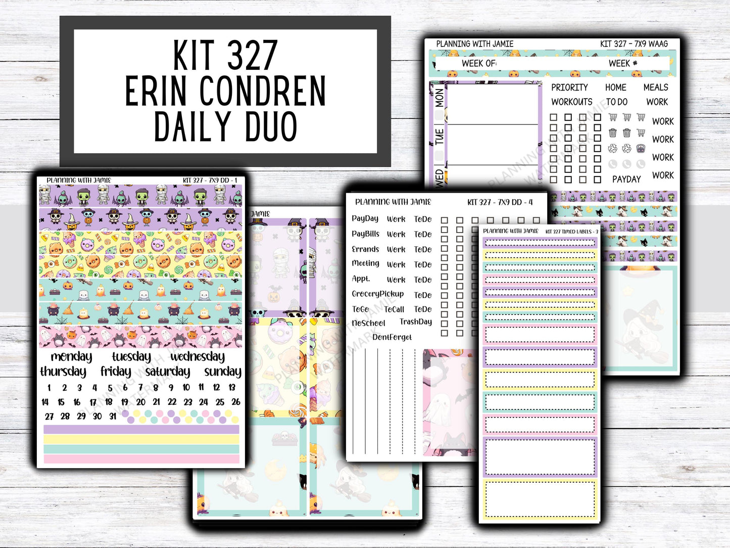 Kit 327 Erin Condren Daily Duo || Weekly Sticker Kit || Daily Duo Stickers || HALLOWEEN STICKERS