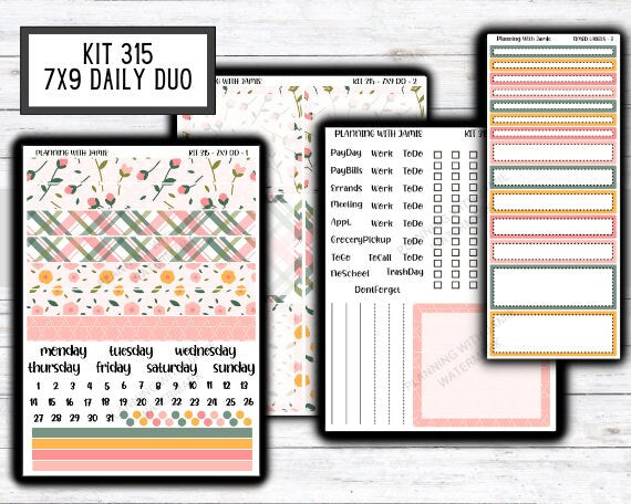 Kit 315 Erin Condren Daily Duo || Weekly Sticker Kit || Daily Duo Stickers || SPRING STICKERS