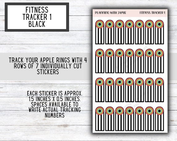 FITNESS RING STICKERS, Apple Ring Stickers, Apple Ring Tracker, Fitness Tracker Stickers, Planner Stickers, Mom Planning Stickers