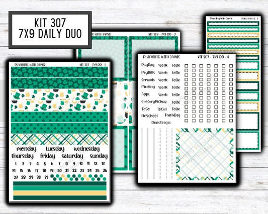Kit 307 Erin Condren Daily Duo || Weekly Sticker Kit || Daily Duo Stickers || SPRING STICKERS || ST PATRICKS DAY STICKERS
