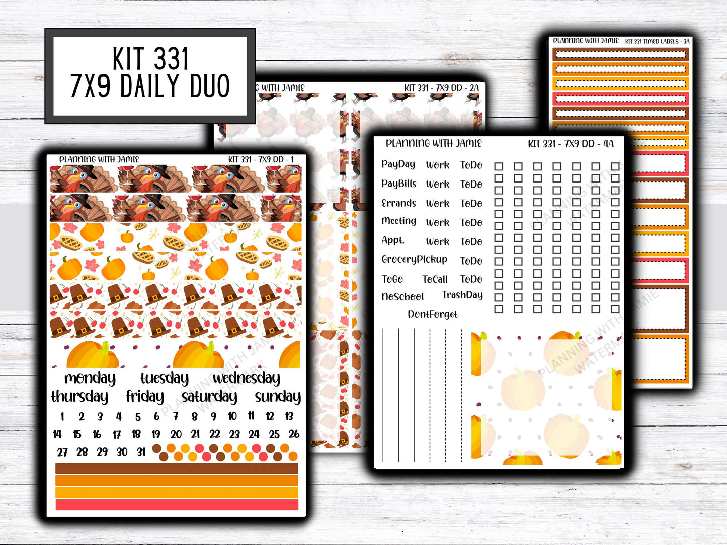 Kit 331 Erin Condren Daily Duo || Weekly Sticker Kit || Daily Duo Stickers || Thanksgiving Stickers || FALL STICKERS