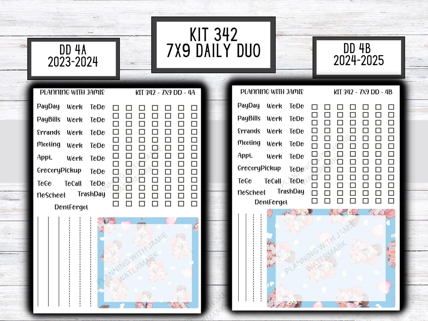 Kit 342 Erin Condren Daily Duo || Weekly Sticker Kit || Daily Duo Stickers || Erin Condren Stickers || VALENTINES STICKERS