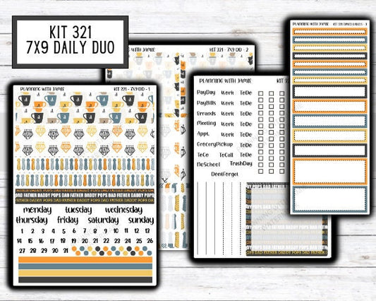 Kit 321 Erin Condren Daily Duo || Weekly Sticker Kit || Daily Duo Stickers || FATHERS DAY STICKERS || DAD STICKERS