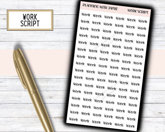 WORK Stickers, WORK Script, Planner Stickers, Planning Stickers