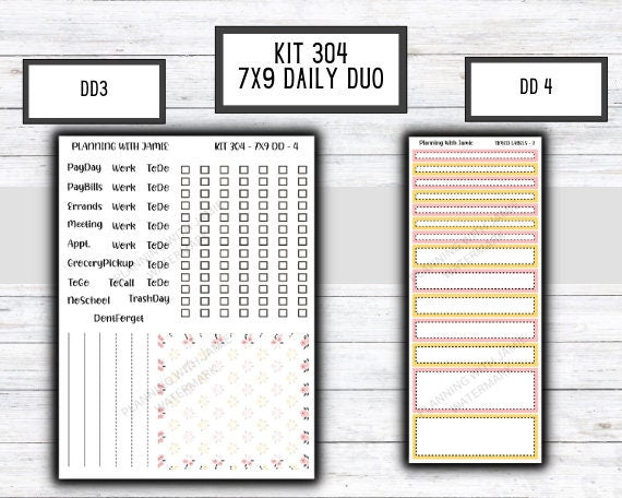 Kit 304 Erin Condren Daily Duo || Weekly Sticker Kit || Daily Duo Stickers || Bee Stickers || VALENTINES STICKERS
