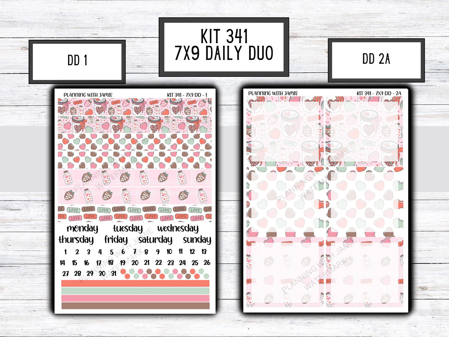 Kit 341 Erin Condren Daily Duo || Weekly Sticker Kit || Daily Duo Stickers || Erin Condren Stickers || VALENTINES STICKERS