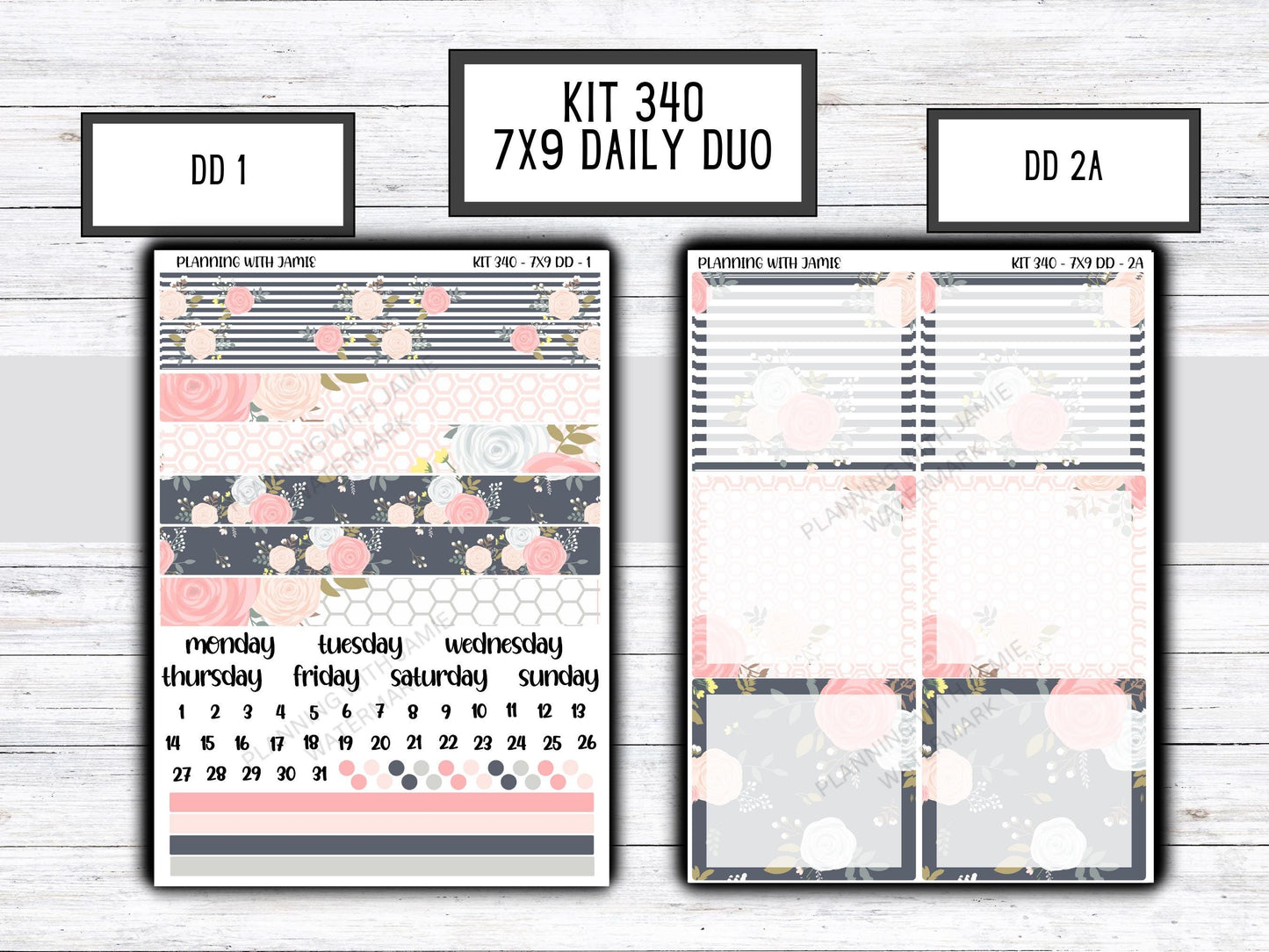 Kit 340 Erin Condren Daily Duo || Weekly Sticker Kit || Daily Duo Stickers || Erin Condren Stickers || Pretty STICKERS || Flower Stickers