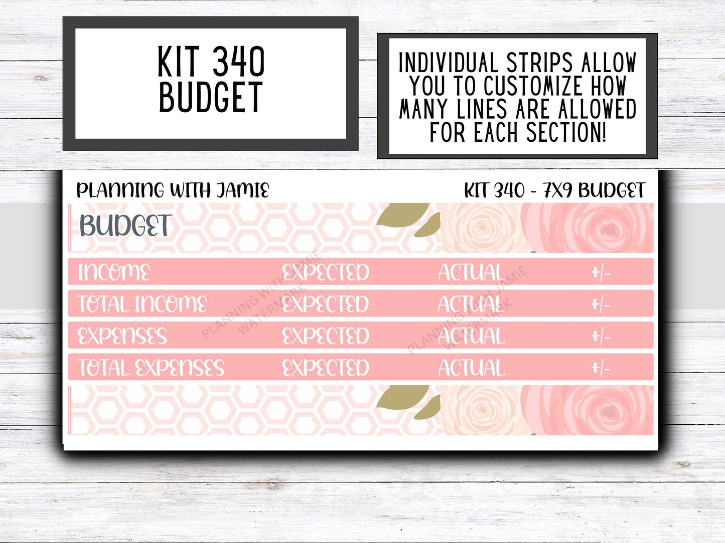 Kit 340 Erin Condren Budget Kit || BUDGET Sticker Kit || Erin Condren Daily Duo Stickers | PRETTY Stickers | FLOWER Stickers