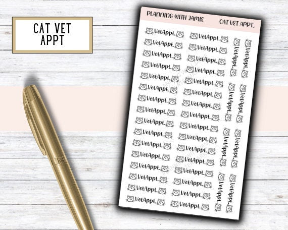 CAT VET APPOINTMENT Stickers, Cat Vet Appt Script, Cat Vet Planner Stickers, Planner Stickers, Planning Stickers, Cat Stickers, Vet Stickers