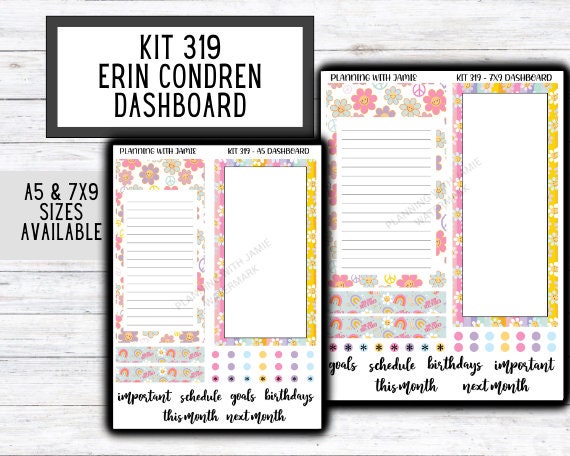 KIT 319 Erin Condren Dashboard Sticker Kit || Dashboard Monthly Sticker || Erin Condren Dashboard Sticker || SUMMER Stickers || SPRING STICKERS