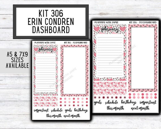 KIT 306 Erin Condren Dashboard Sticker Kit || Dashboard Monthly Sticker || Erin Condren Dashboard Sticker || LOVE Stickers || VALENTINES STICKERS
