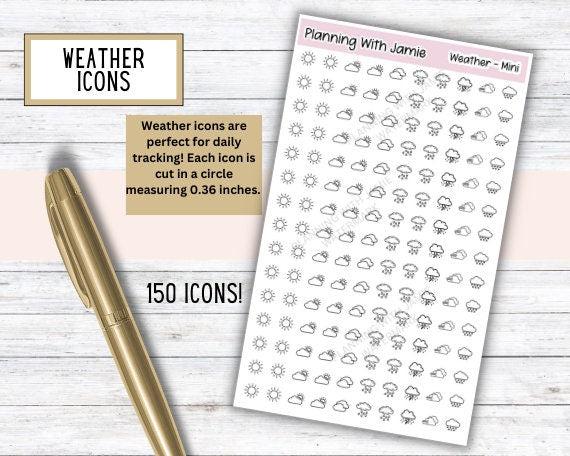 Weather Icons, Planner Weather Stickers, Daily Icon Stickers, Weather Sticker, Planner Stickers