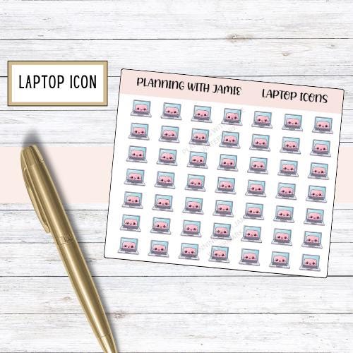 LAPTOP ICON STICKER, Planner Stickers, Computer Stickers, Laptop Sticker, Laptop Icon