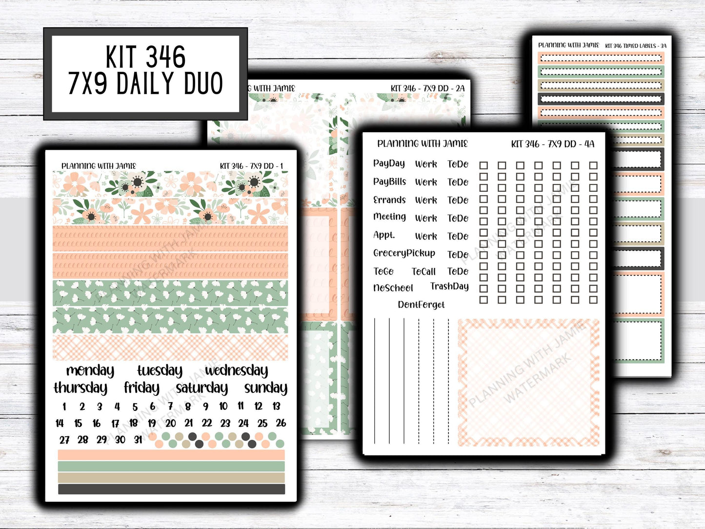 Kit 346 Erin Condren Daily Duo || Weekly Sticker Kit || Daily Duo Stickers || Erin Condren Stickers || SPRING STICKERS