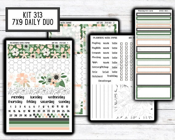 Kit 313 Erin Condren Daily Duo || Weekly Sticker Kit || Daily Duo Stickers || SPRING STICKERS