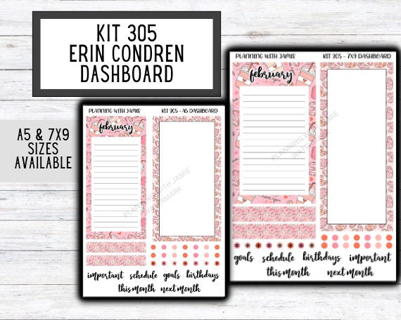 KIT 305 Erin Condren Dashboard Sticker Kit || Dashboard Monthly Sticker || Erin Condren Dashboard Sticker || LOVE Stickers || VALENTINES STICKERS