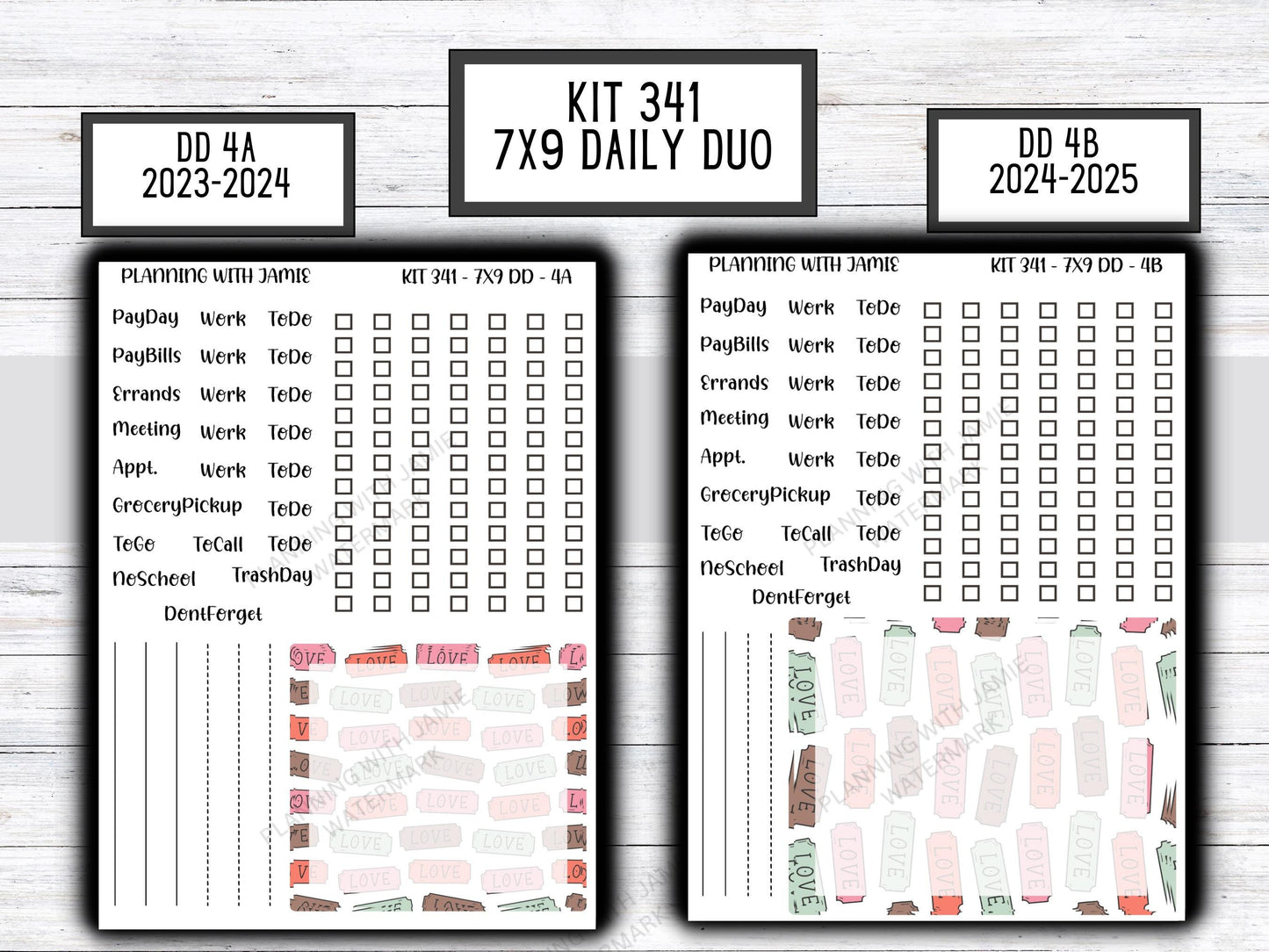 Kit 341 Erin Condren Daily Duo || Weekly Sticker Kit || Daily Duo Stickers || Erin Condren Stickers || VALENTINES STICKERS