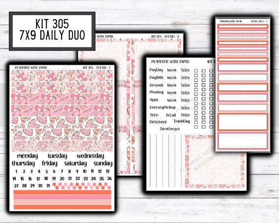 Kit 305 Erin Condren Daily Duo || Weekly Sticker Kit || Daily Duo Stickers || VALENTINES STICKERS