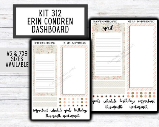 KIT 312 Erin Condren Dashboard Sticker Kit || Dashboard Monthly Sticker || Erin Condren Dashboard Sticker || SUMMER Stickers || SPRING STICKERS