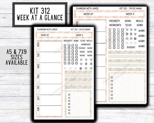Kit 312 Week At A Glance Sticker || Week At A Glance Planner Sticker Kit || Weekly Overview Stickers || Daily Duo Stickers || SPRING STICKERS