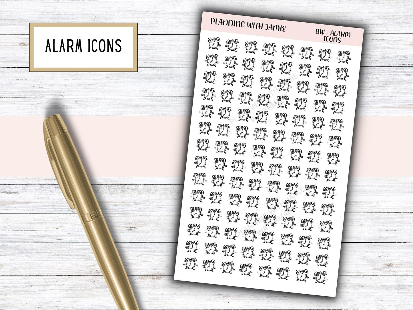 ALARM ICONS, Alarm Clock Stickers, Daily Icon Stickers, Planning Sticker, Planner Stickers, Schedule Stickers