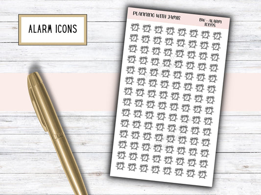 ALARM ICONS, Alarm Clock Stickers, Daily Icon Stickers, Planning Sticker, Planner Stickers, Schedule Stickers