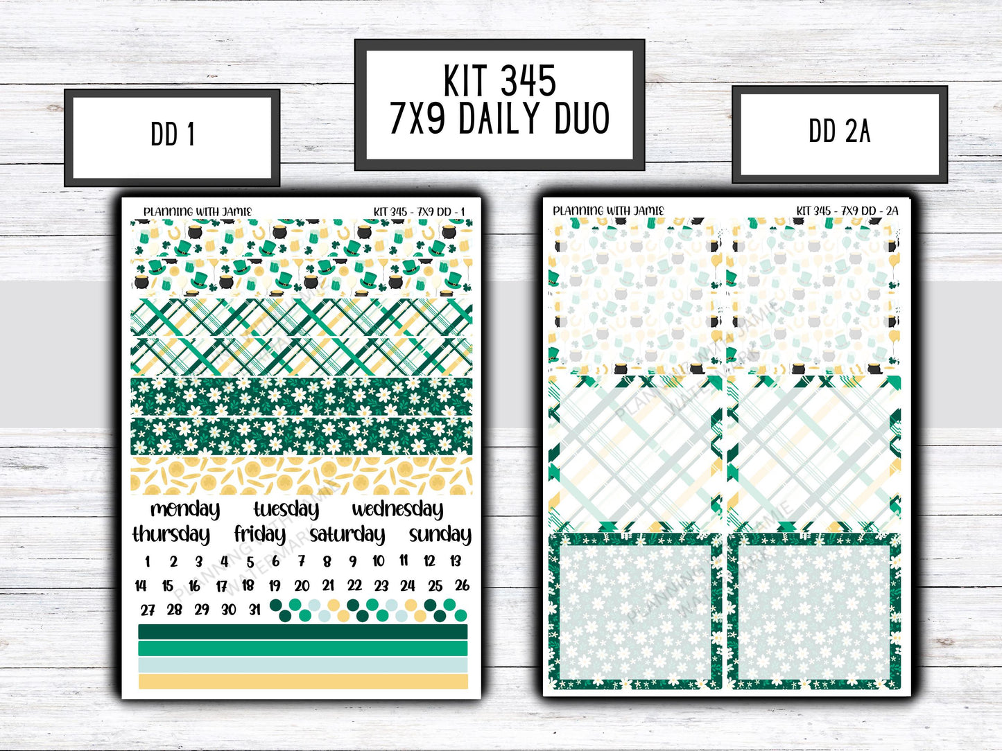 Kit 345 Erin Condren Daily Duo || Weekly Sticker Kit || Daily Duo Stickers || Erin Condren Stickers || ST PATRICKS DAY Stickers