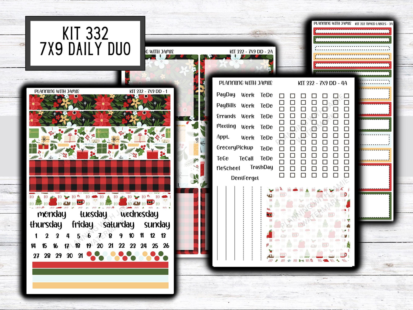 Kit 332 Erin Condren Daily Duo || Weekly Sticker Kit || Daily Duo Stickers || WINTER Stickers || CHRISTMAS STICKERS