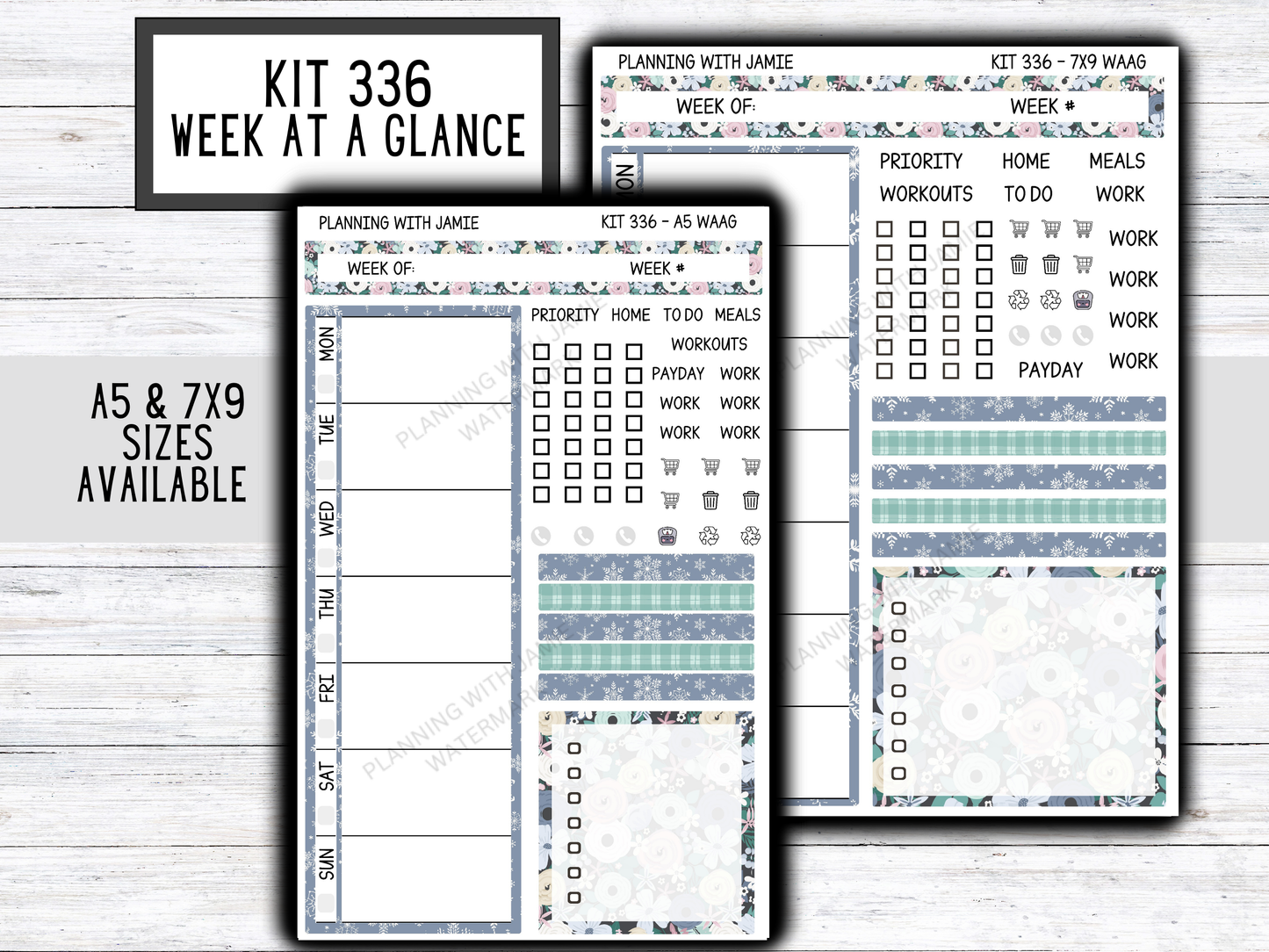 Kit 336 Week At A Glance Sticker || Week At A Glance Planner Sticker Kit || Weekly Overview Stickers || Daily Duo Stickers|| WINTER STICKERS || FLORAL STICKERS