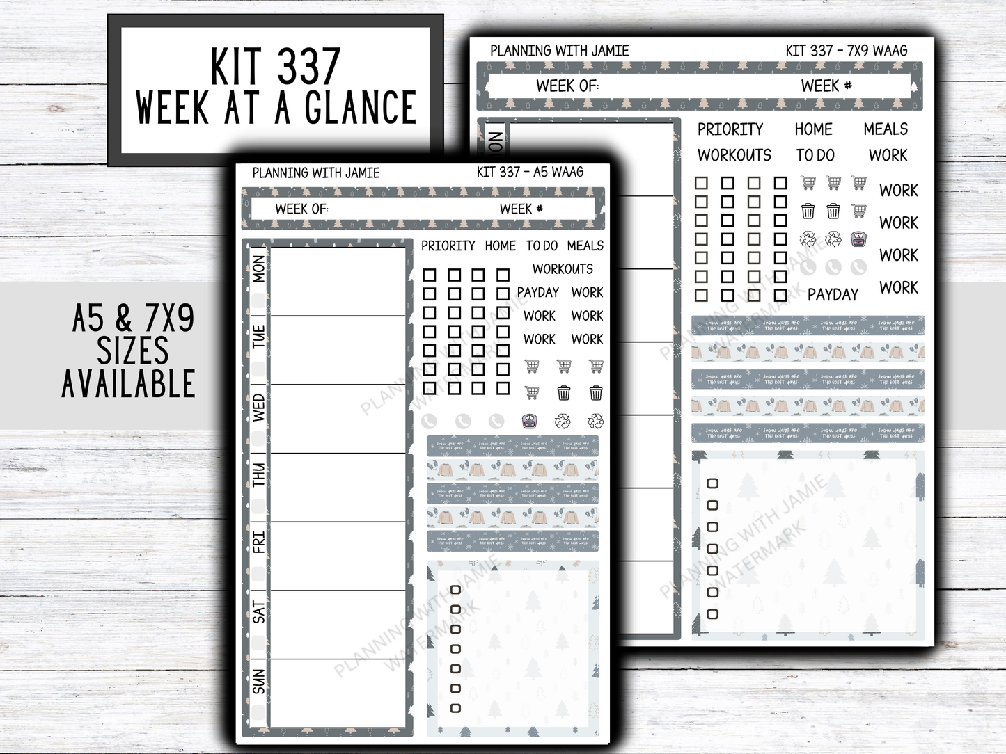 Kit 337 Week At A Glance Sticker || Week At A Glance Planner Sticker Kit || Weekly Overview Stickers || Daily Duo Stickers|| WINTER STICKERS || SWEATER WEATHER STICKERS