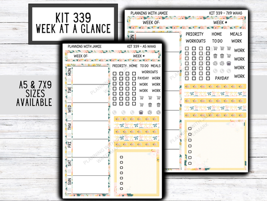Kit 339 Week At A Glance Sticker || Week At A Glance Planner Sticker Kit || Weekly Overview Stickers || Daily Duo Stickers|| FLORAL STICKERS