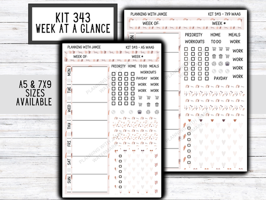 Kit 343 Week At A Glance Sticker || Week At A Glance Planner Sticker Kit || Weekly Overview Stickers || Daily Duo Stickers|| NEUTRAL VALENTINES STICKERS || BOHO RAINBOWS STICKERS