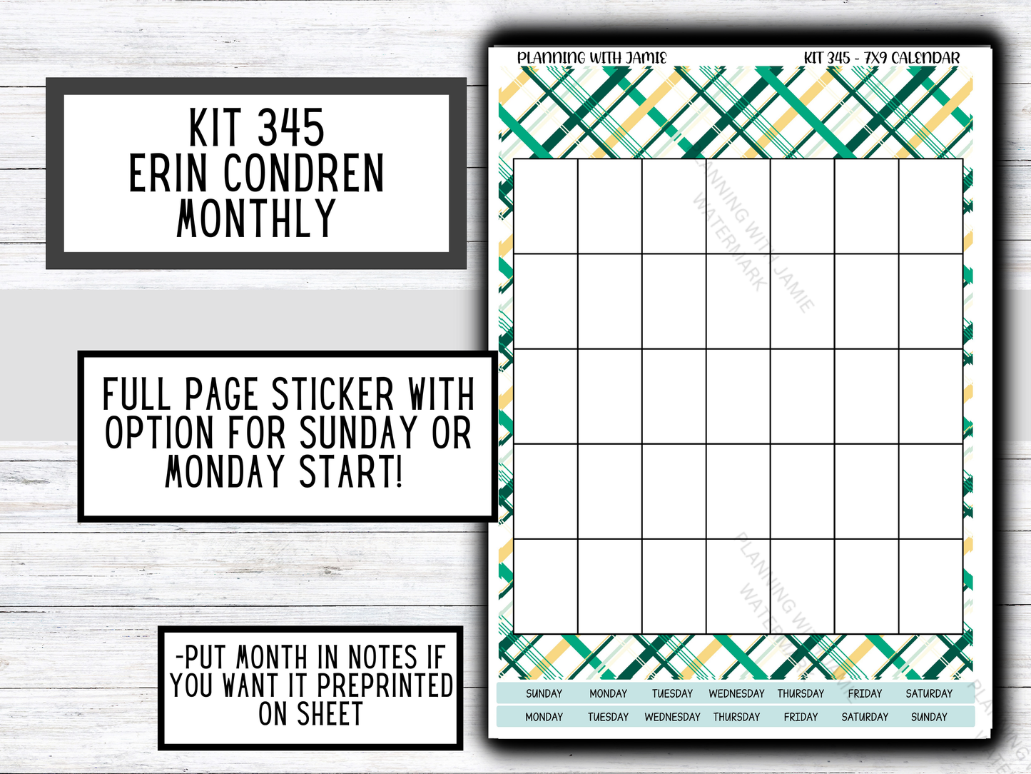 KIT 345 Erin Condren Perpetual Monthly Sticker Sheet || Full Page Monthly Calendar Sticker || Perpetual Calendar | PRETTY Stickers | SPRING Stickers || ST PATRICKS DAY STICKERS