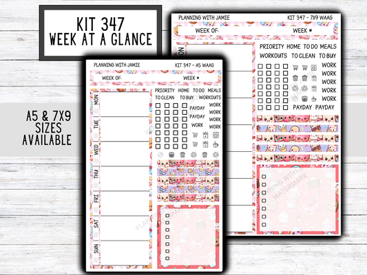 Kit 347 Week At A Glance Sticker || Week At A Glance Planner Sticker Kit || Weekly Overview Stickers || Daily Duo Stickers|| KAWAII STICKERS
