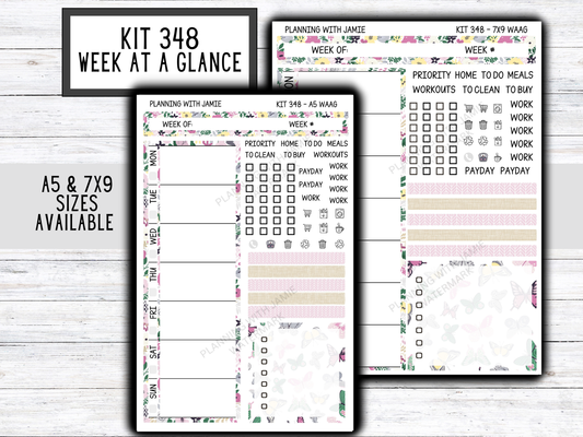 Kit 348 Week At A Glance Sticker || Week At A Glance Planner Sticker Kit || Weekly Overview Stickers || Daily Duo Stickers|| FLORAL STICKERS