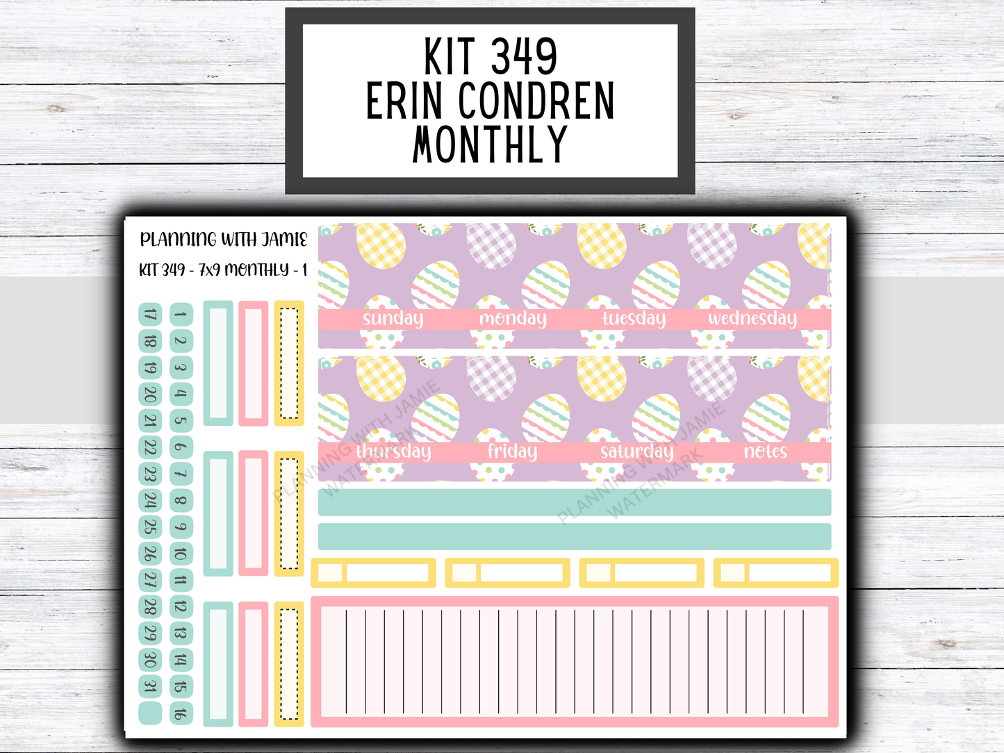 KIT 349 Erin Condren 7X9 Monthly Kit